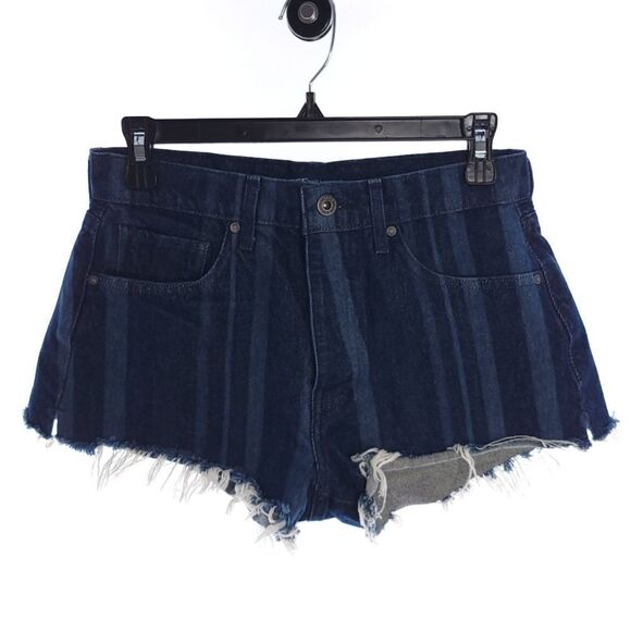 Levi's Cheeky High Rise Striped Distressed Size 27 Womens 27 Button Fly Shorts - Picture 1 of 9